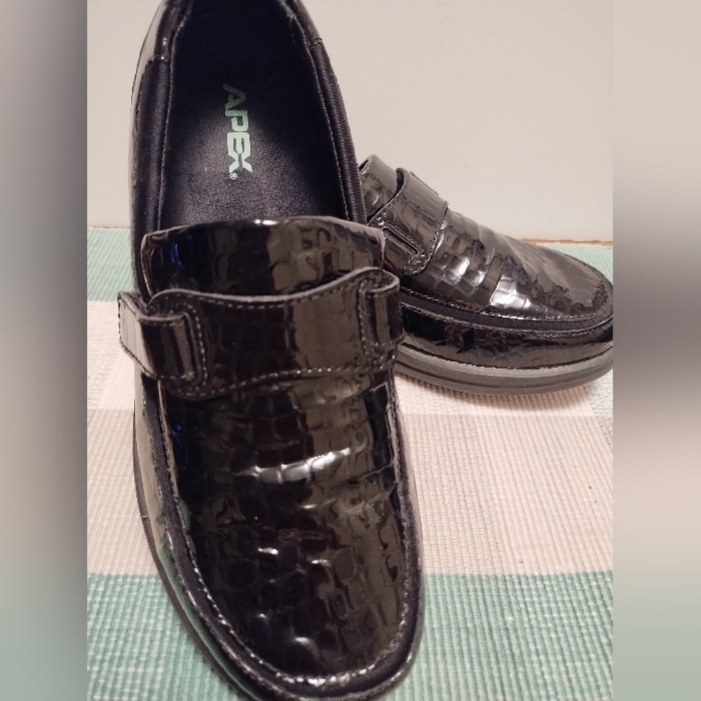 Apex Women's Glossy Black Slip-On Loafers